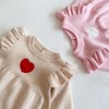 MyKids-USA Baby Girl 1pcs Heart Embroidered Pattern Ruffle Long Sleeve Knit Onesies - 2 of 4