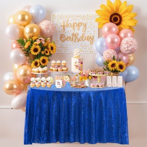 Unique Bargains Polyester Sequin Dining Room Parties Dances Round Tablecloth 1 Pc - 1 of 4