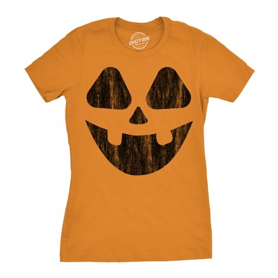 Womens Vintage Jack Pumpkin T Shirt Funny Halloween Jack O Lantern Retro Smile Tee For Ladies - Crazy Dog Women's T Shirt