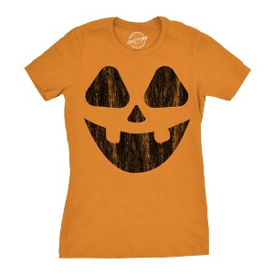 Womens Vintage Jack Pumpkin T Shirt Funny Halloween Jack O Lantern Retro Smile Tee For Ladies - Crazy Dog Women's T Shirt - 1 of 4