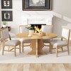 5-Piece Oak-Finish Rustic Dining Set for 4, Oval Extendable Dining Table with Wood Base, 4 Upholstered Dining Chairs for Dining Room - Panipeachy - 2 of 4