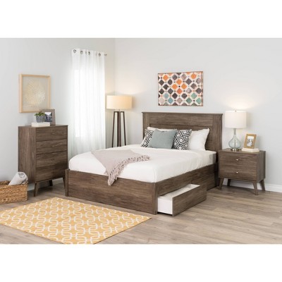 Drifted Gray Mid-Century Modern 2-Drawer Nightstand