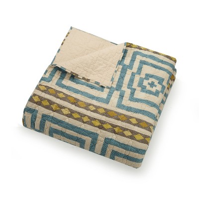 Hypnotic Blue and White Cotton Full Quilt Set