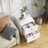 White Night Stand with 2 Drawers, Modern Steel Bedside Table Cabinet with Circular Handles for Bedroom, Living Room, and Study Room - 4 of 4