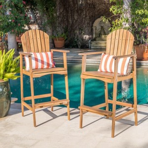 Christopher Knight Home Malibu Outdoor Acacia Wood 29.5 Inch Adirondack Barstools (Set of 2) - 1 of 4