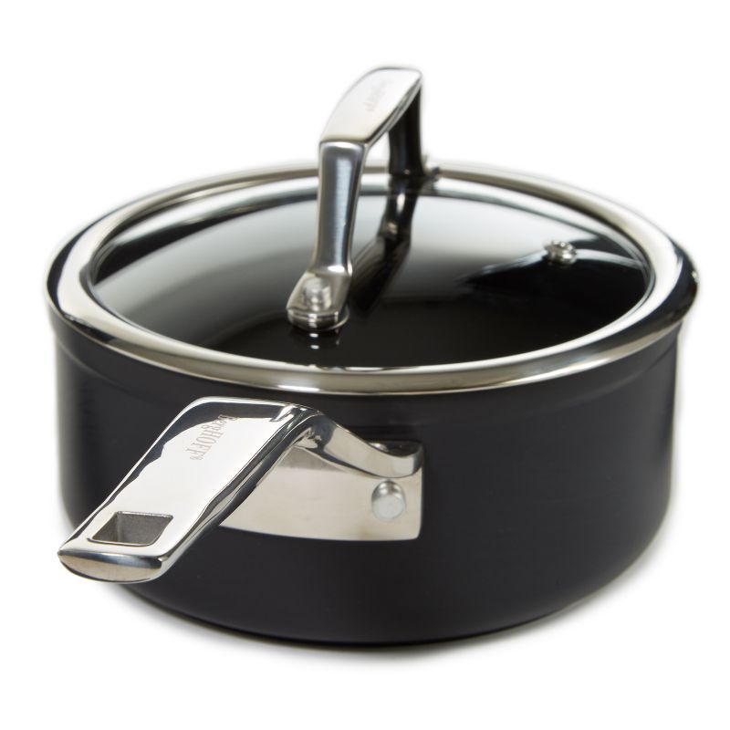 BergHOFF Essentials Non-stick Hard Anodized 6.25" Saucepan 1.3qt. With Glass Lid, Black, 2 of 7