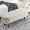 LOVSON 43.5” Multi-functional Oval Storage Stool with Safety Hinged Flap and Solid Wood Legs for Bedroom, Living Room and Entrance Hallway - 2 of 4
