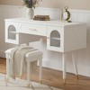 Elegant Makeup Vanity Desk with Stool, Vanity Table Dressing Table with Drawer, Cabinets & Charging Ports, Writing Desk, White/Black-ModernLuxe - 3 of 4