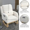 CAVINAS Wood Rocking Chair, Teddy Fabric Accent Chair with Side Pocket, High Back Reading Chair for Bedroom, Living Room - 2 of 4
