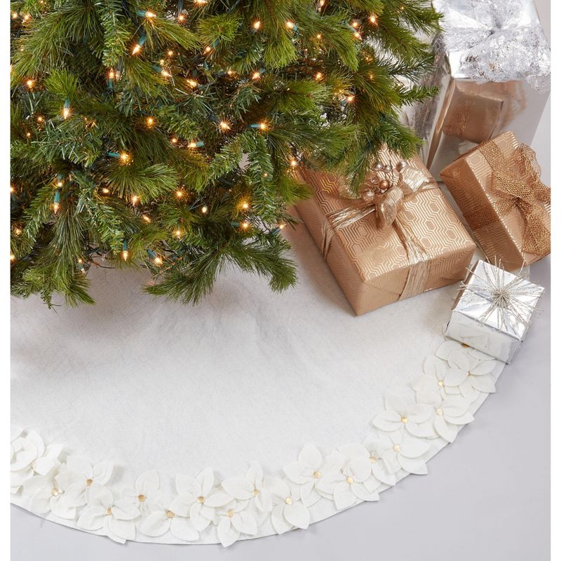 Saro Lifestyle Saro Lifestyle Floral Design Christmas Tree Skirt, 1 of 6