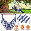 LakeForest"Portable Canvas Hammock Chair with Wooden Stick, 265lbs Capacity, 2 Pillows for Porch & Patio"Blue&Red - 2 of 4