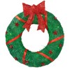 Northlight 18" Prelit Lighted Sisal with Stars and Bow Outdoor Christmas Wreath - 3 of 4