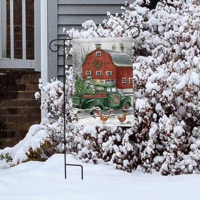 Christmas Farm Scene Polyester Garden Flag 18" x 12.5"