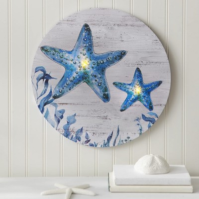 Blue Starfish LED Canvas Wall Art with Ocean Theme