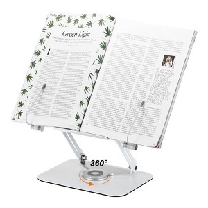 Unique Bargains Wood Aluminum Alloy Adjustable Foldable Book Stand Brown 1 Pc - 1 of 4