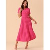Seta T Women's Casual Short Sleeve Wrap V Neck Flowy Pleated Midi Dress with Belt - 3 of 4