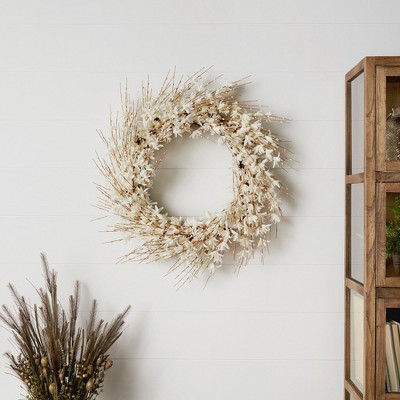 Elegant Spring Blossom 25" White Floral Outdoor Wreath