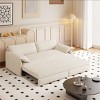 Queen Size Velvet Pull Out Sofa Bed, 3-in-1 Convertible Sleeper Bed with Side Storage, Cutton Filling Loveseat Bed with Iron Frame-Baofuwish - 2 of 4