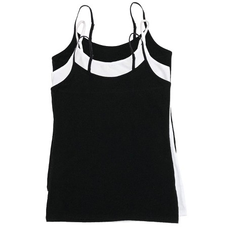 Felina Womens Cotton Modal Camisole, Adjustable Cotton Tank Top 3-Pack  (Black White, Small)