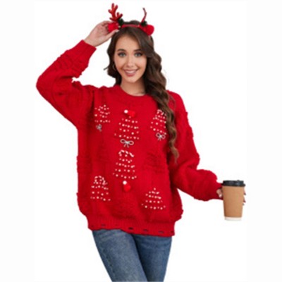 Clearlove Womens Ugly Christmas Sweater Novelty Print Crew Neck Sweater Pullover