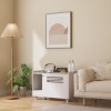 LAOTIES Hidden Cat Litter Box Enclosure,Wooden Cat House Side Table Storage Cabinet with Top Fence and Wheels - 3 of 4