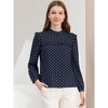 Allegra K Women's Vintage Ruffle Stand Collar Long Sleeves Polka Dots Blouse - 2 of 4