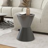 POVISON 14.17" Modern Minimalist Round Side Table, Minimalist End Table, Fiberglass, Gray - 3 of 4