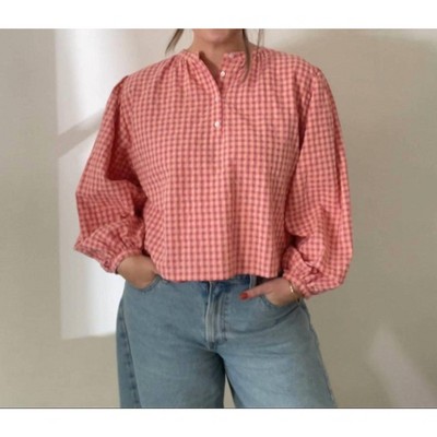 Women's Ismery Gingham Cotton Buttoned Top - FRNCH