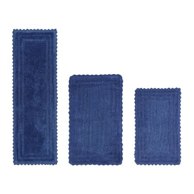 Lilly Crochet Collection 100% Cotton Tufted Reversible 3-Piece Bath Rug Set – Super Absorbent, Machine Washable Bathroom Mats with Crochet Pattern