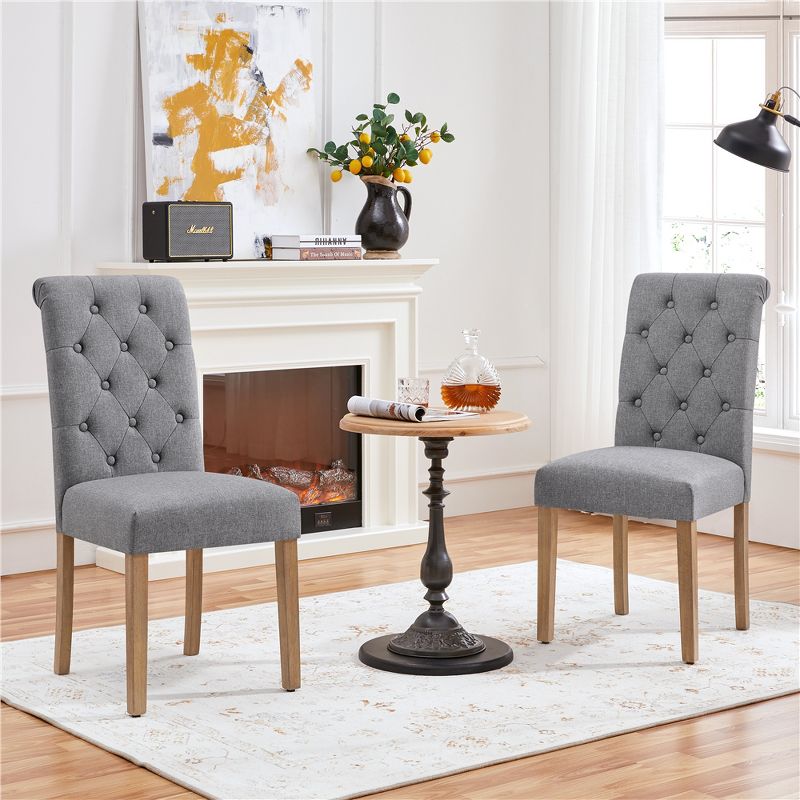 Yaheetech 2pcs Classic Fabric Upholstered Dining Chair Kitchen Chair, 3 of 13