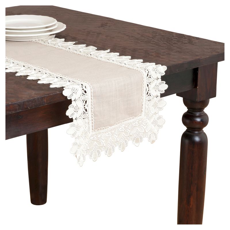 Lace Trimmed Runner Taupe (16"x36"), 1 of 4