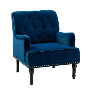 Bonifacio Contemporary Velvet button-tufted back Armchair with Nailhead Trim | Karat Home - 1 of 4
