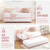 Twin Daybed with Trundle and Backrest, Metal Sofa Bed Frame for Living Room, Bedroom and Guest Room - 4 of 4