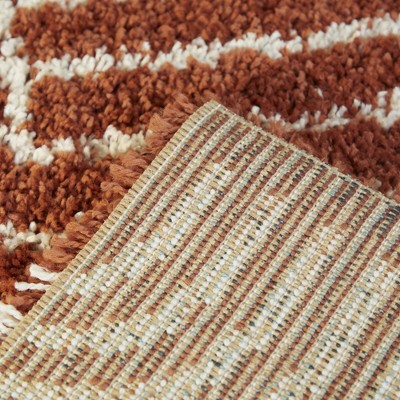 Burnt Orange Rainbow Stripe Shag Kids' Rug 5' x 7'