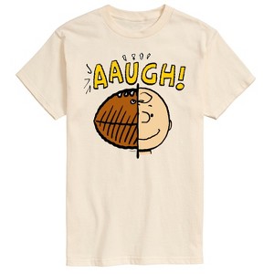Men's - Peanuts - C Brown Half Football Head Short Sleeve Graphic T-Shirt - 1 of 4