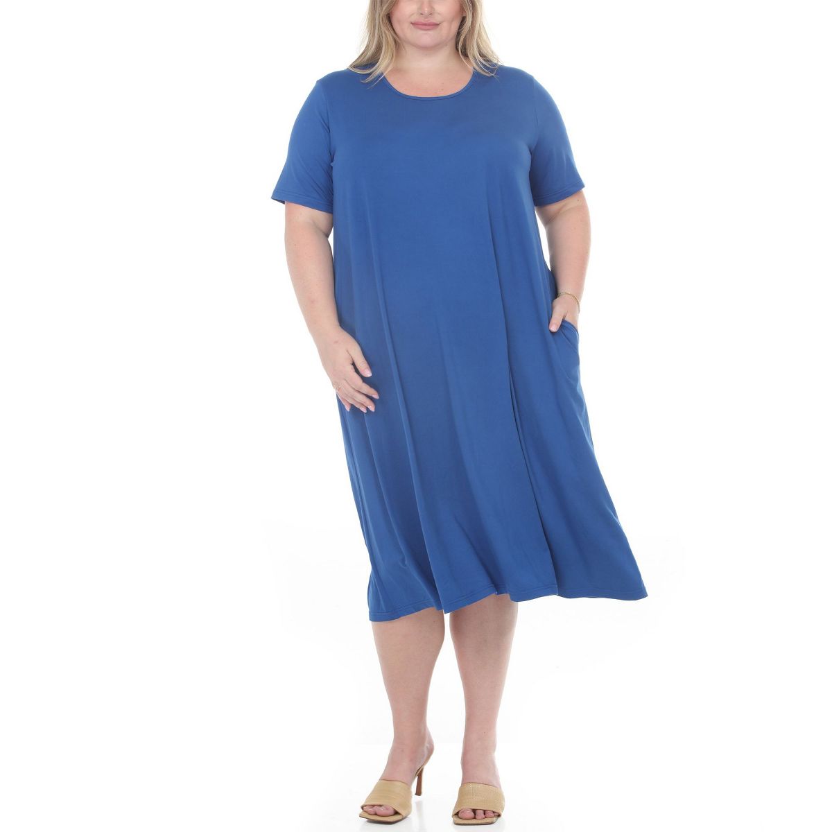 Plus Size Tee Swing Midi Dress -White Mark - thumbnail 10