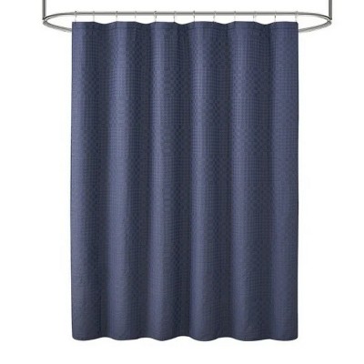 LunaLulinlk Blue Check Fabric Shower Curtain