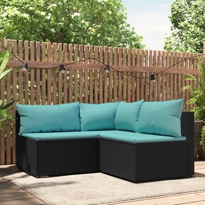 VidaXL 2 Piece Patio Lounge Set with Cushions Poly Rattan Gray