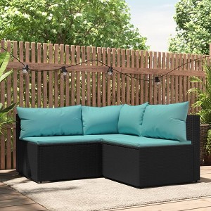 VidaXL 2 Piece Patio Lounge Set with Cushions Poly Rattan Gray - 1 of 4