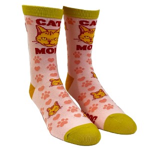 Crazy Dog Women's Cat Mom Socks Funny Pet Kitty Animal Lover Mothers Day Graphic Footwear - 1 of 4