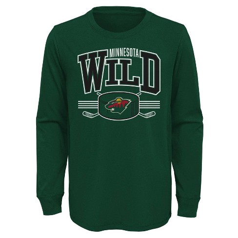 Men's Mitchell & Ness Black Minnesota Wild Logo Long Sleeve T-Shirt Size: Small