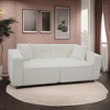 SKRAN Full foam compression sofa, Modern Teddy Velvet Sofa,2-3 Seat Mid Century Couch with Upholstered  for Living Room,Bedroom,Apartment,White - 4 of 4