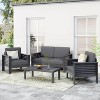 CAVINAS Outdoor Chairs Set with Rectangular Coffee Table, Acacia Wood Outdoor Loveseat, Modern Patio Table and Chairs Set for Garden - 2 of 4