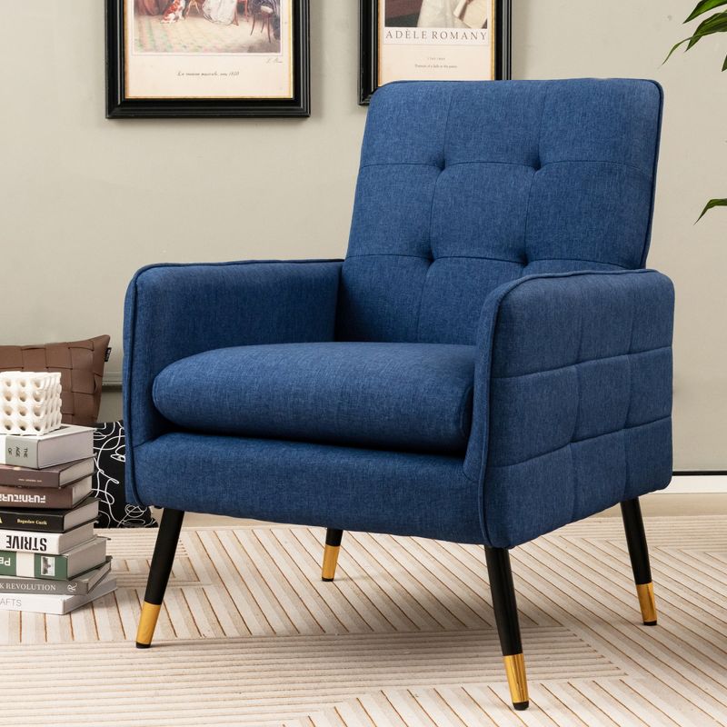 Tangkula 2 Pieces Accent Chair Upholstered Armchair w/ Tufted Back & Metal Legs, 4 of 11