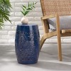 Barrel-Shaped Metal Outdoor End Table with Lace-Cut Design, Transitional Accent Table for Patio or Indoors, Patio End Tables -Christopher Knight Home - 2 of 4