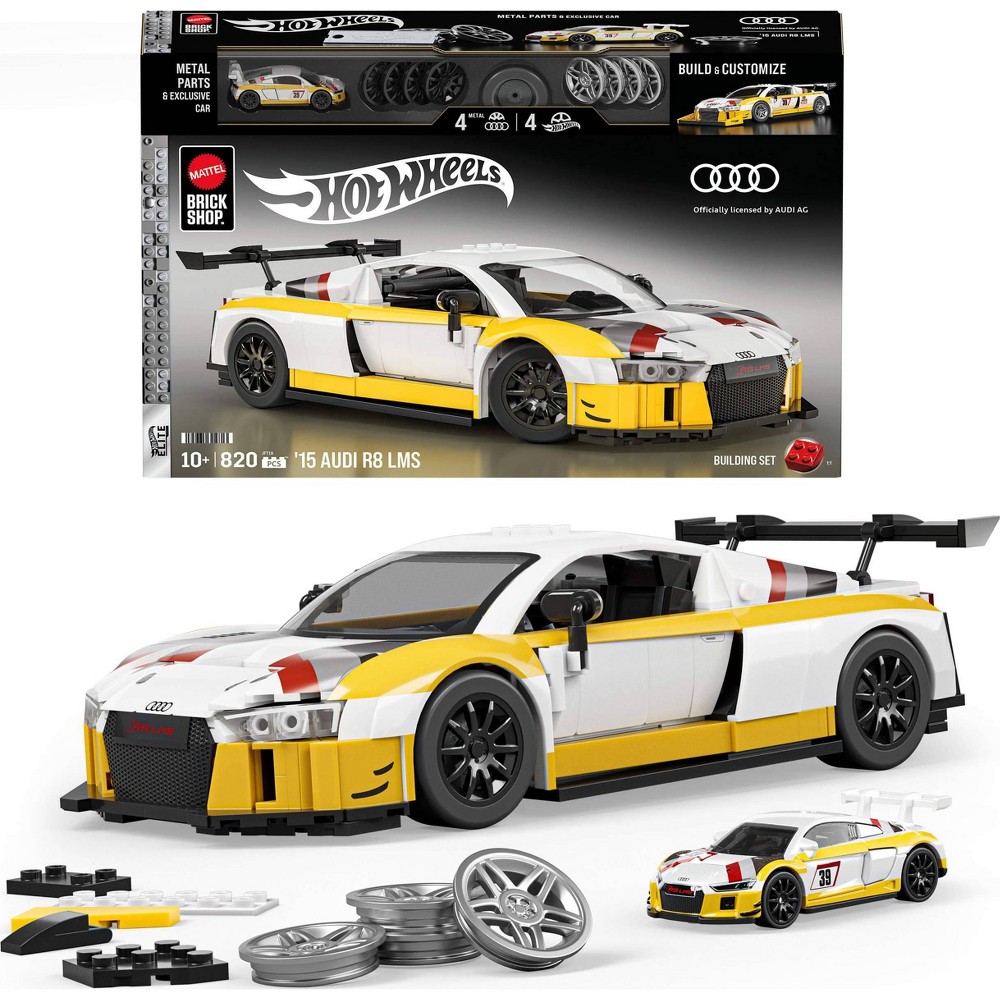 Mattel Brick Shop Hot Wheels '15 Audi R8 LMS Building Toy Kit 820pc for Collectors