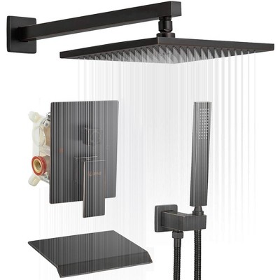 3-Spray Patterns With 2.5 GPM 12 in. Showerhead Wall Mounted Dual Shower Heads with Valve
