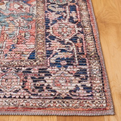 Rust and Navy 4' x 6' Hand-Knotted Viscose Area Rug