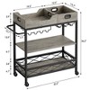 Coucheta Bar Cart with Wheels, 3-Tier and Portable Trays, Rolling Wine Rack, Glasses Holder, Industrial Serving Cart for Kichen, Living Room - 2 of 4