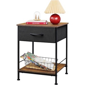 GALAXHERO Nightstand, Fabric Storage Drawer and Open Wood Shelf, Bedside Furniture with Steel Frame, Side Table for Bedroom, Dorm, Easy Assembly - 1 of 4
